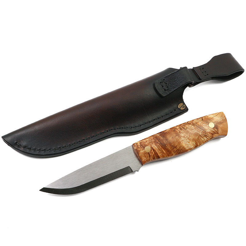 NKD Forester 100 Knife - Sc/80CrV2/Satin - Stabilized Alder Root