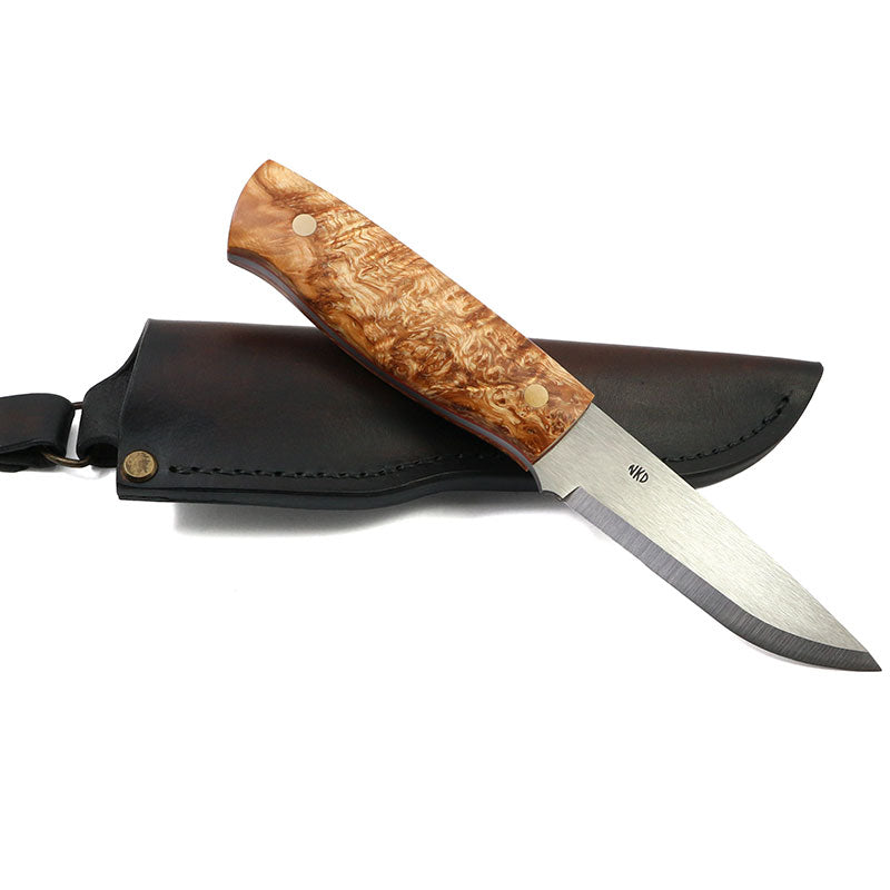 NKD Forester 100 Knife - Sc/80CrV2/Satin - Stabilized Alder Root